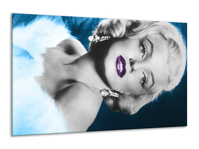 Canvas Schilderij Marilyn Monroe | Grijs, Blauw, Paars | 120x70cm 1Luik