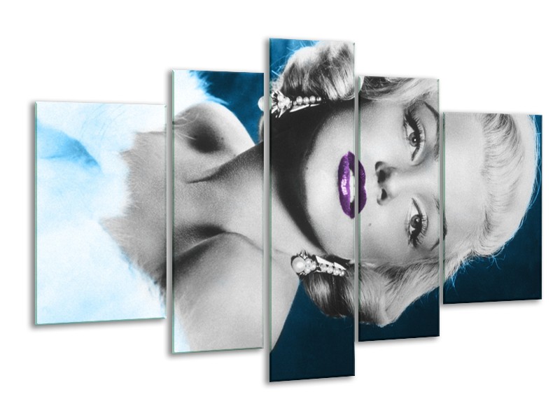 Canvas Schilderij Marilyn Monroe | Grijs, Blauw, Paars | 170x100cm 5Luik