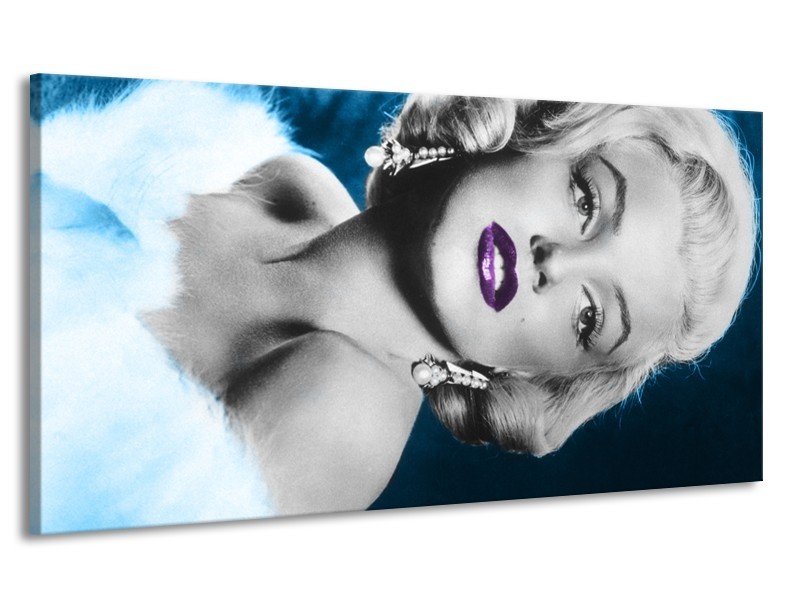 Canvas Schilderij Marilyn Monroe | Grijs, Blauw, Paars | 170x90cm 1Luik
