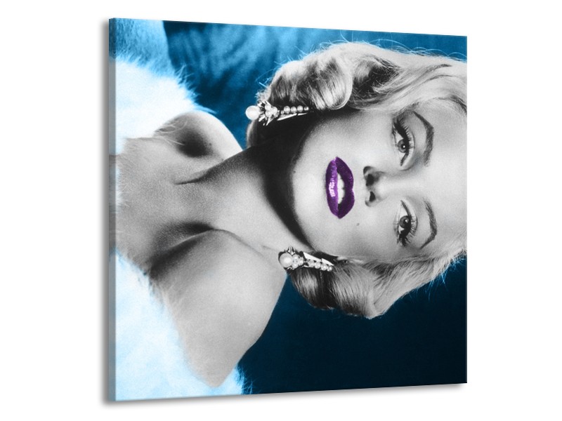 Canvas Schilderij Marilyn Monroe | Grijs, Blauw, Paars | 70x70cm 1Luik