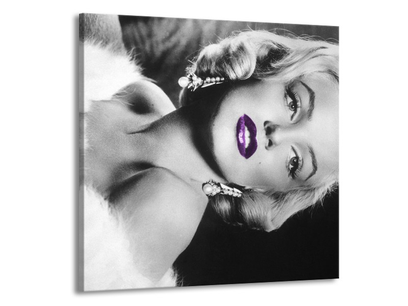 Canvas Schilderij Marilyn Monroe | Zwart, Grijs, Paars | 70x70cm 1Luik