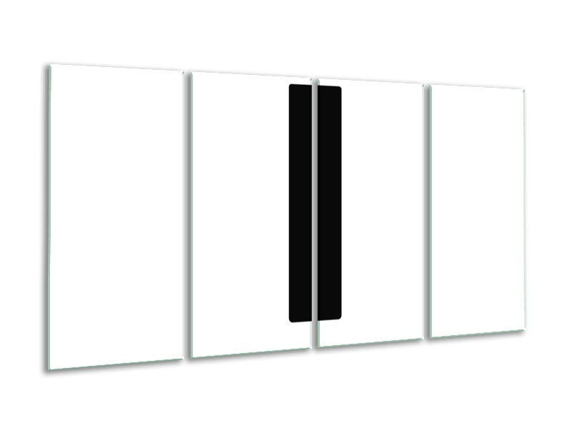 Glasschilderij Abstract | Wit, Zwart | 160x80cm 4Luik