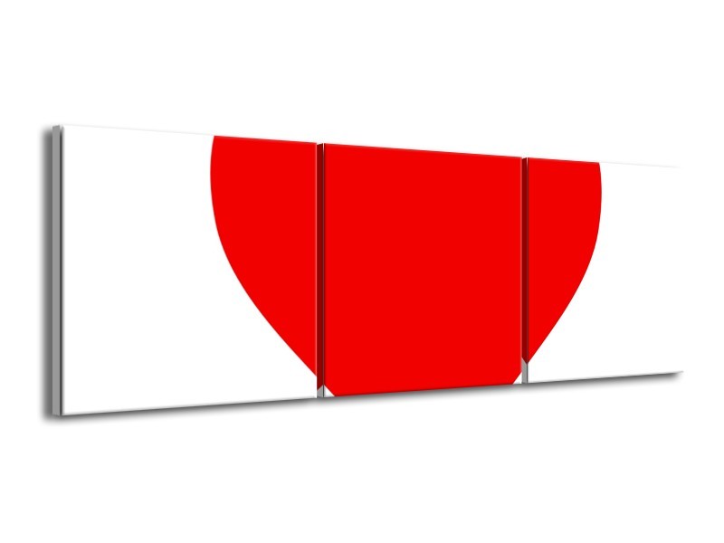 Glasschilderij Hart | Wit, Rood | 150x50cm 3Luik