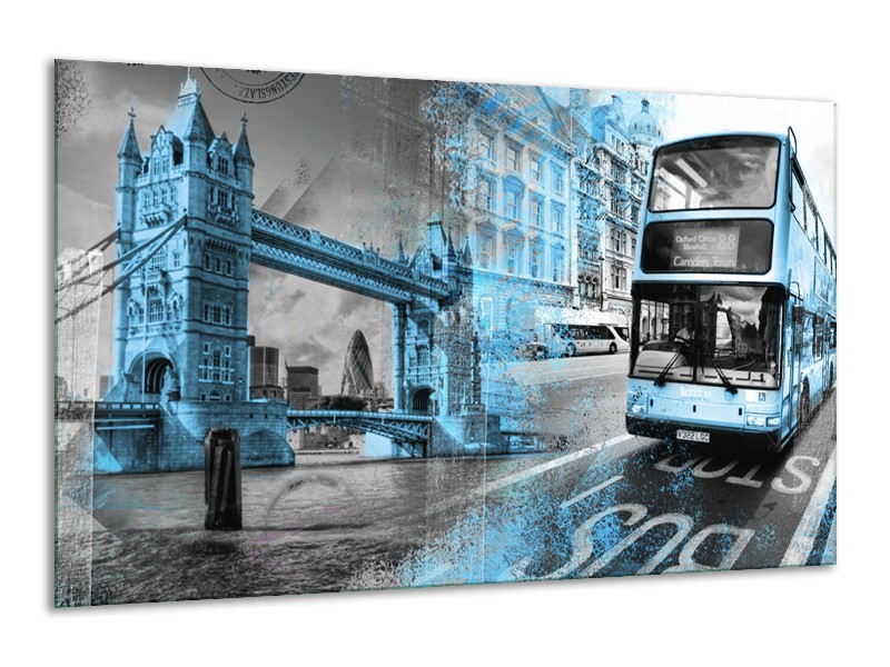 Glasschilderij Engeland, London | Grijs, Blauw, Zwart | 120x70cm 1Luik