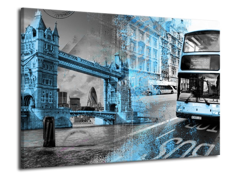 Glasschilderij Engeland, London | Grijs, Blauw, Zwart | 70x50cm 1Luik