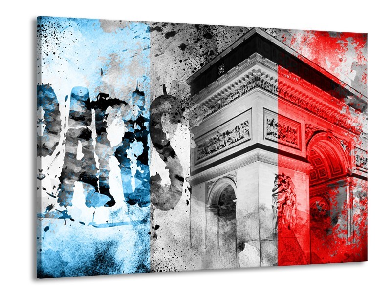 Glasschilderij Parijs, Steden | Blauw, Rood, Grijs | 100x70cm 1Luik
