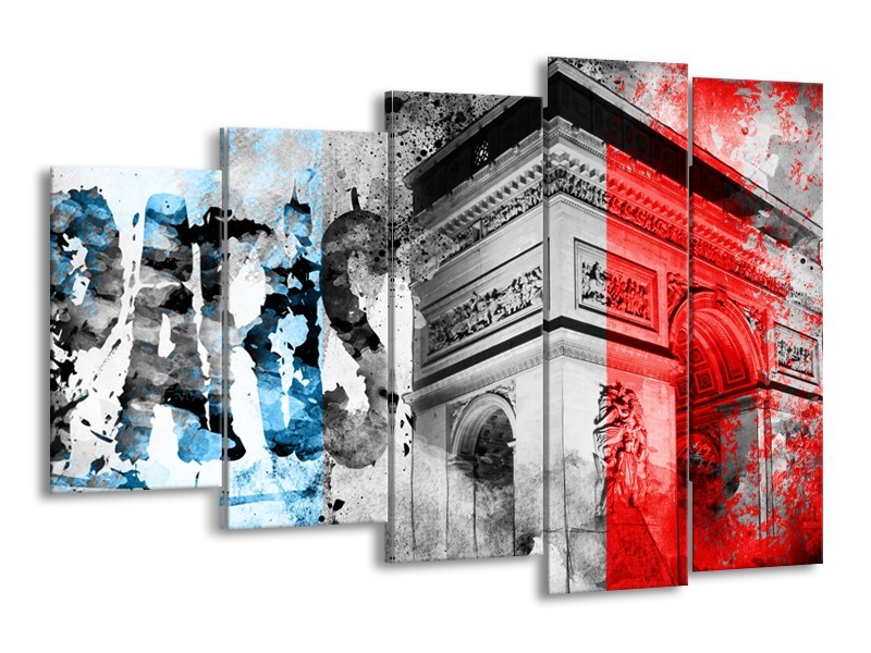 Glasschilderij Parijs, Steden | Blauw, Rood, Grijs | 150x100cm 5Luik