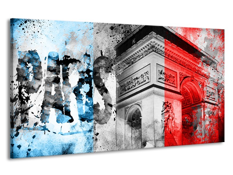 Canvas Schilderij Parijs, Steden | Blauw, Rood, Grijs | 190x100cm 1Luik