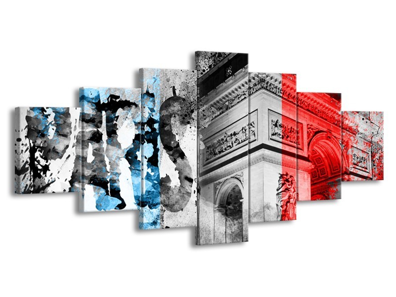 Glasschilderij Parijs, Steden | Blauw, Rood, Grijs | 210x100cm 7Luik
