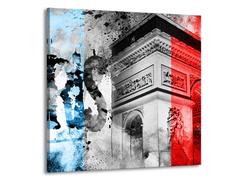 Canvas Schilderij Parijs, Steden | Blauw, Rood, Grijs | 50x50cm 1Luik