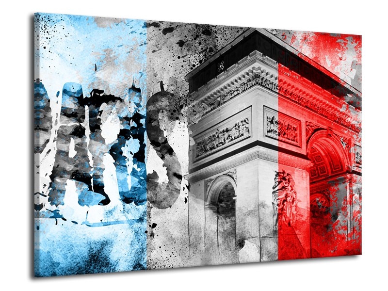 Canvas Schilderij Parijs, Steden | Blauw, Rood, Grijs | 70x50cm 1Luik