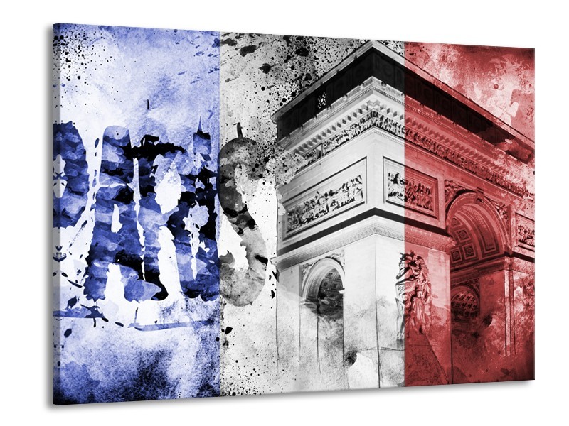 Glasschilderij Parijs, Steden | Blauw, Rood, Zwart | 100x70cm 1Luik