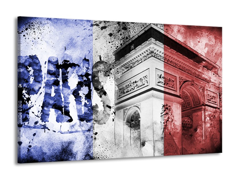Canvas Schilderij Parijs, Steden | Blauw, Rood, Zwart | 140x90cm 1Luik