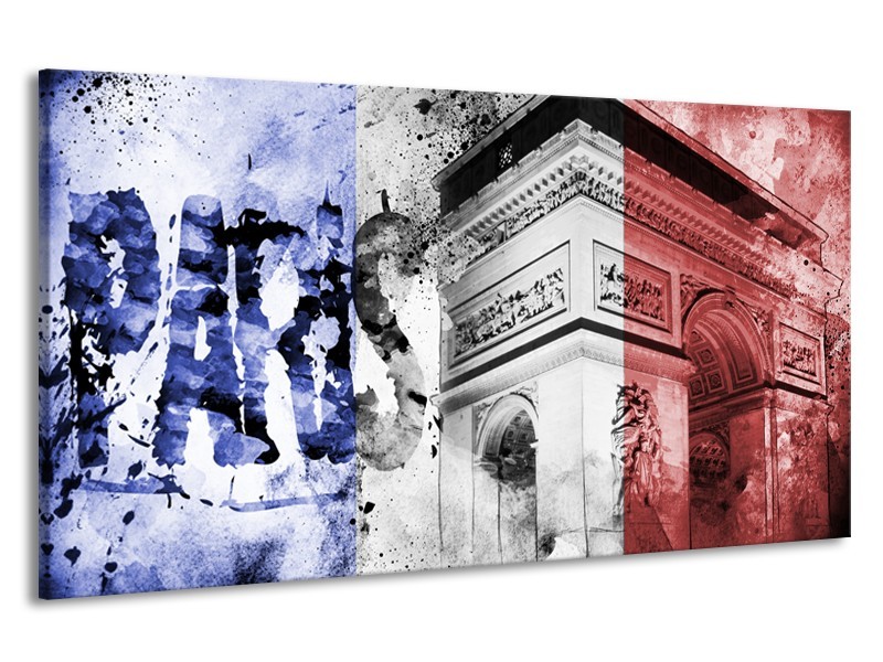 Canvas Schilderij Parijs, Steden | Blauw, Rood, Zwart | 190x100cm 1Luik