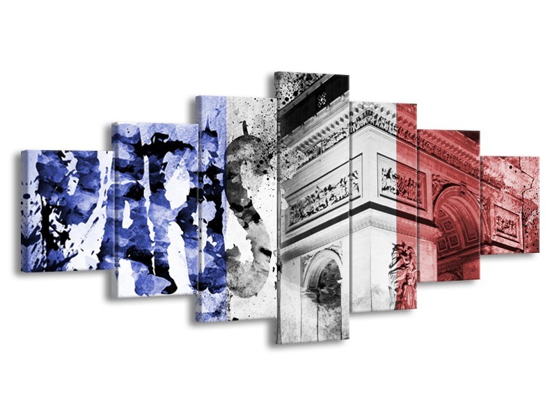 Canvas Schilderij Parijs, Steden | Blauw, Rood, Zwart | 210x100cm 7Luik