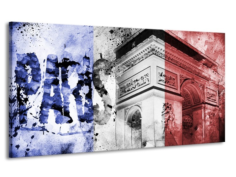 Canvas Schilderij Parijs, Steden | Blauw, Rood, Zwart | 170x90cm 1Luik
