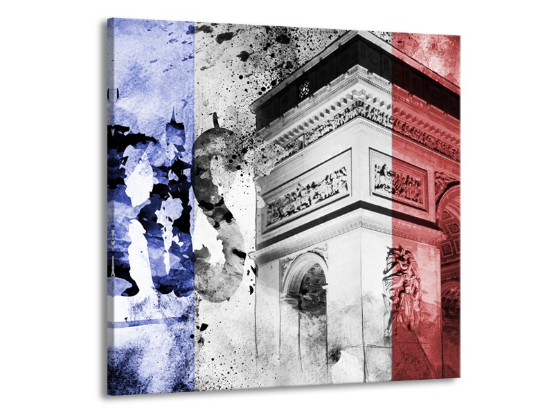 Glasschilderij Parijs, Steden | Blauw, Rood, Zwart | 50x50cm 1Luik
