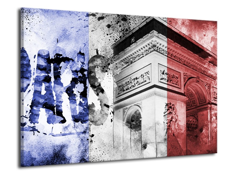 Glasschilderij Parijs, Steden | Blauw, Rood, Zwart | 70x50cm 1Luik
