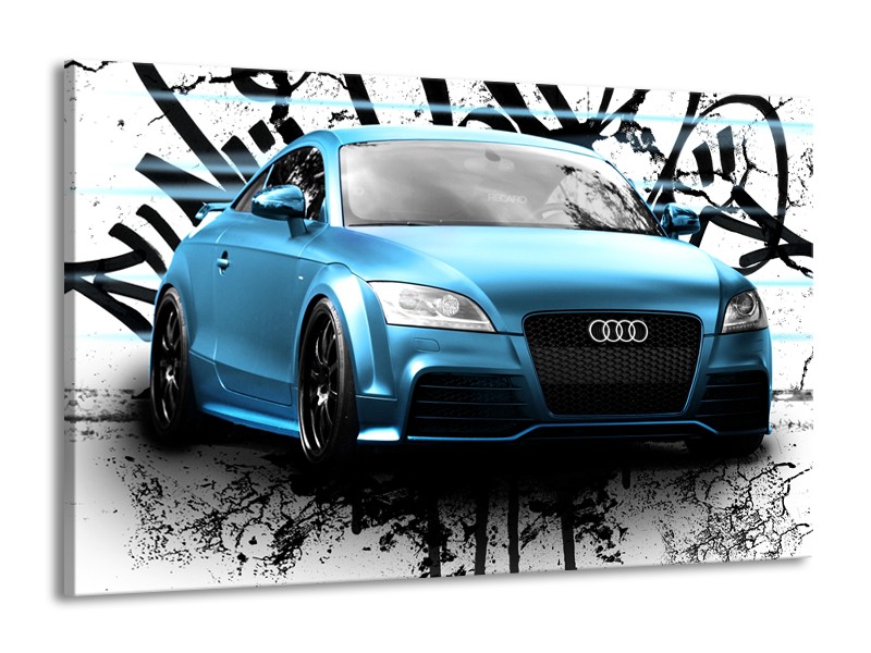 Glasschilderij Audi, Auto | Blauw, Zwart, Grijs | 140x90cm 1Luik