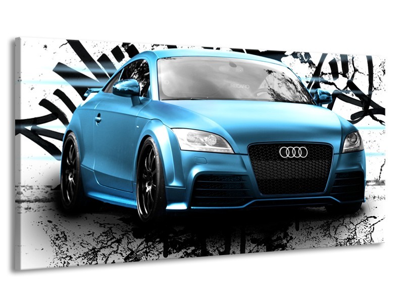 Canvas Schilderij Audi, Auto | Blauw, Zwart, Grijs | 170x90cm 1Luik