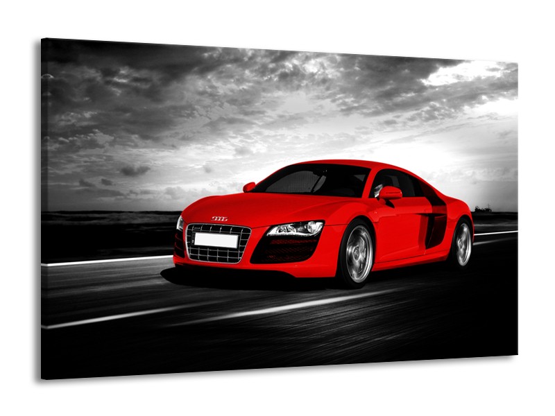 Glasschilderij Audi, Auto | Zwart, Grijs, Rood | 140x90cm 1Luik