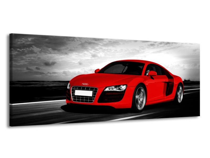 Canvas Schilderij Audi, Auto | Zwart, Grijs, Rood | 145x58cm 1Luik