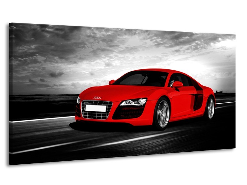 Canvas Schilderij Audi, Auto | Zwart, Grijs, Rood | 170x90cm 1Luik