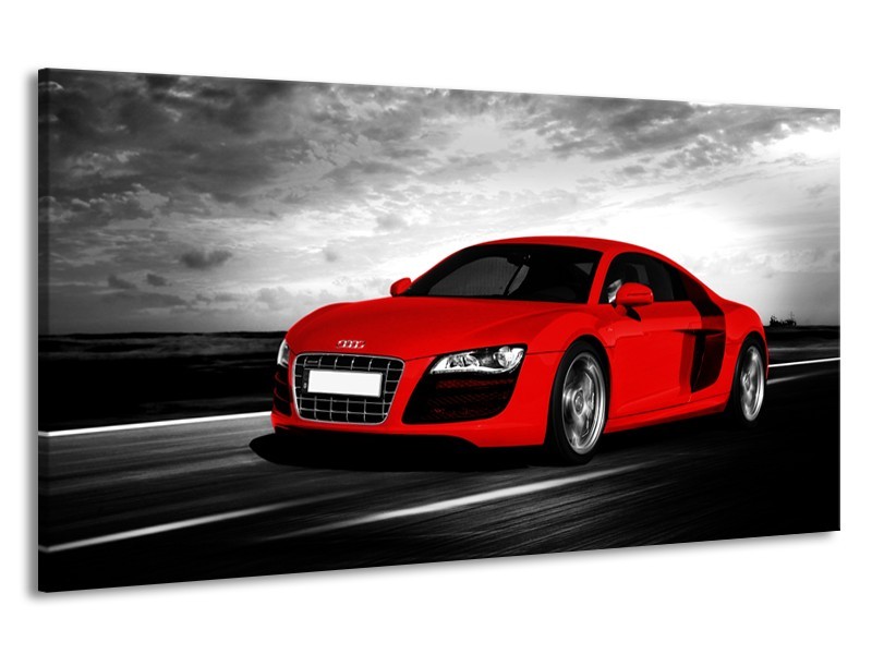 Canvas Schilderij Audi, Auto | Zwart, Grijs, Rood | 190x100cm 1Luik