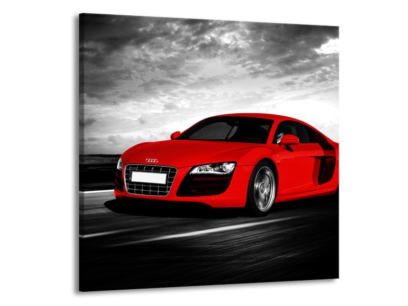 Canvas Schilderij Audi, Auto | Zwart, Grijs, Rood | 50x50cm 1Luik