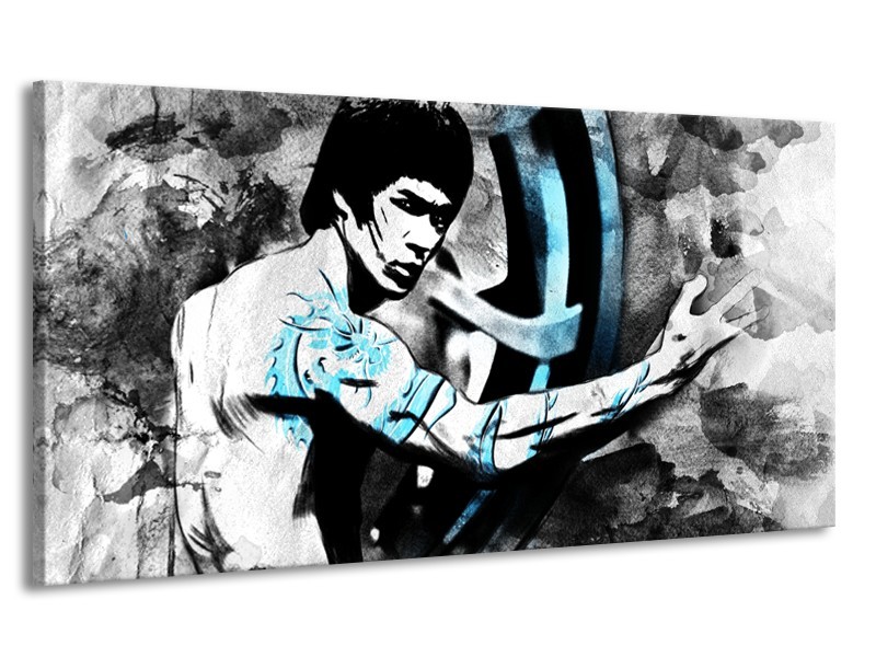 Canvas Schilderij Sport, Man | Grijs, Zwart, Blauw | 170x90cm 1Luik