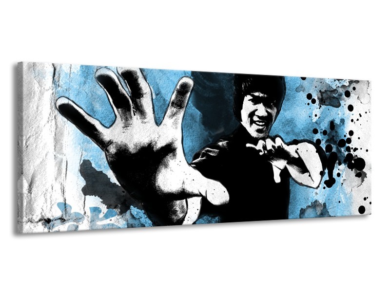 Canvas Schilderij Sport, Man | Grijs, Zwart, Blauw | 145x58cm 1Luik