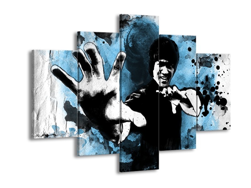Canvas Schilderij Sport, Man | Grijs, Zwart, Blauw | 150x105cm 5Luik