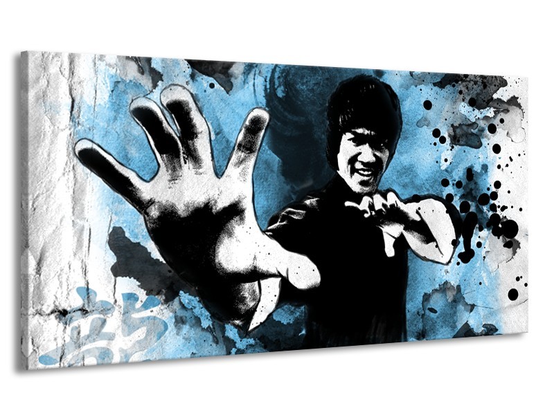 Canvas Schilderij Sport, Man | Grijs, Zwart, Blauw | 170x90cm 1Luik