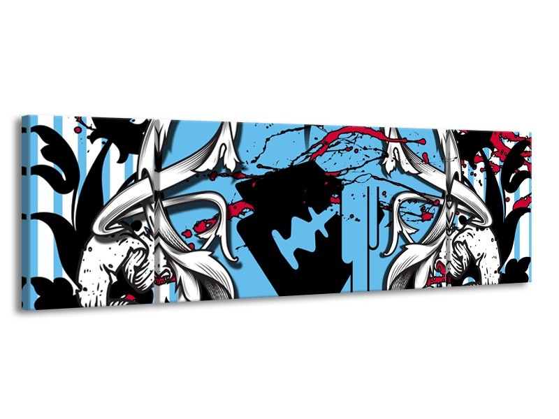 Glasschilderij Popart, Hart | Grijs, Zwart, Blauw | 170x50cm 3Luik