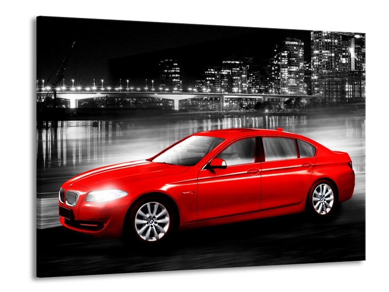 Canvas Schilderij Auto, BMW | Rood, Zwart, Grijs | 100x70cm 1Luik