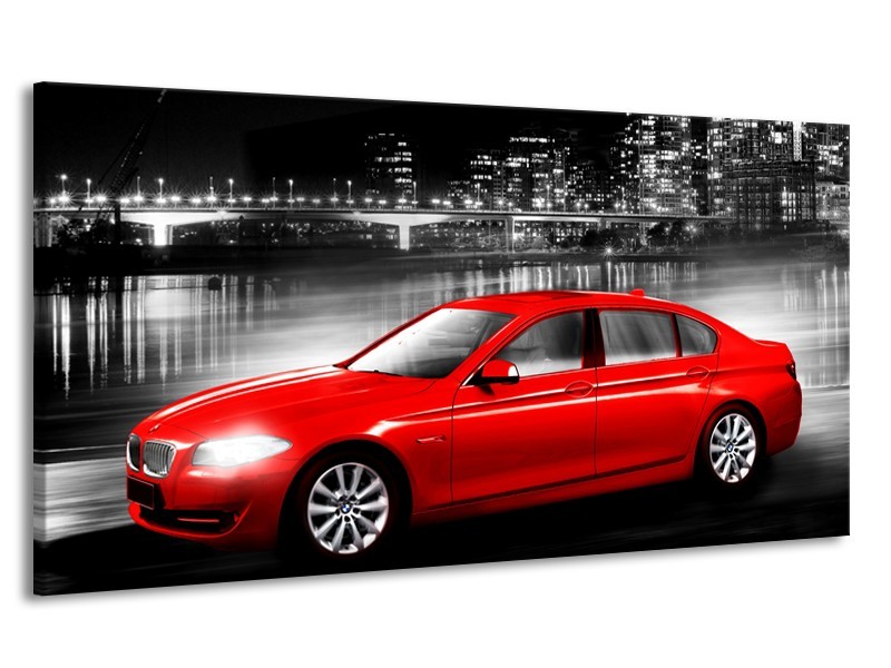 Canvas Schilderij Auto, BMW | Rood, Zwart, Grijs | 170x90cm 1Luik