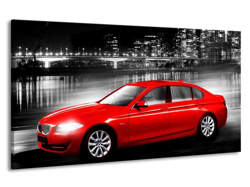 Canvas Schilderij Auto, BMW | Rood, Zwart, Grijs | 190x100cm 1Luik