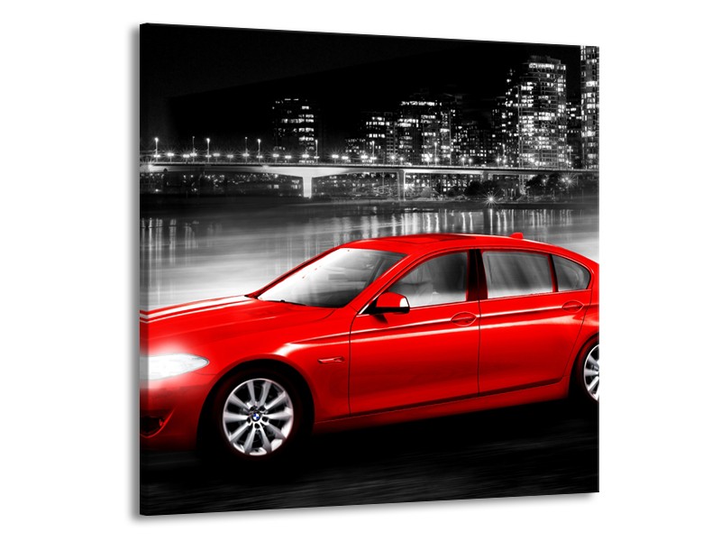 Canvas Schilderij Auto, BMW | Rood, Zwart, Grijs | 50x50cm 1Luik