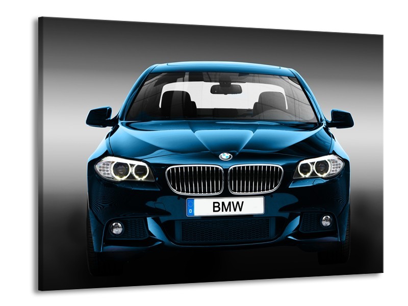 Canvas Schilderij Auto, BMW | Blauw, Zwart, Grijs | 100x70cm 1Luik