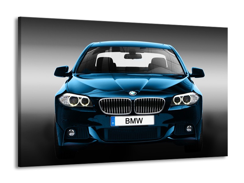 Canvas Schilderij Auto, BMW | Blauw, Zwart, Grijs | 140x90cm 1Luik