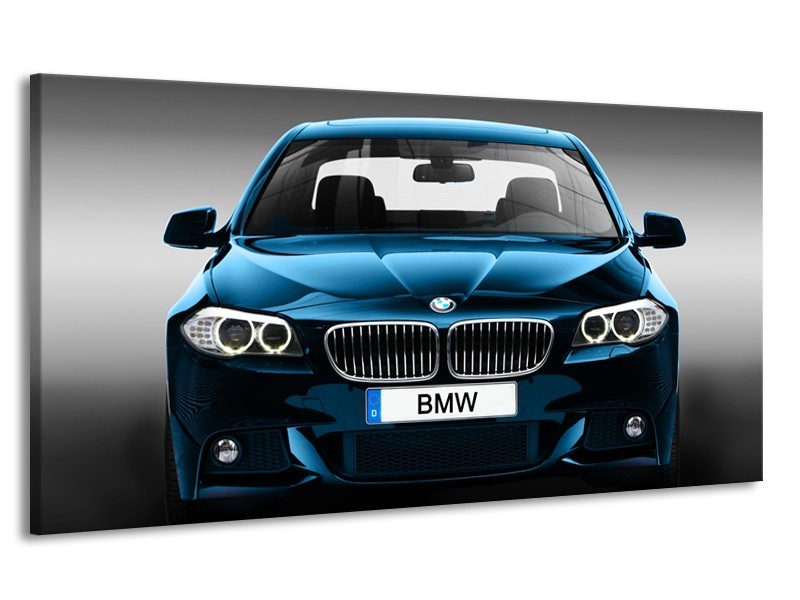 Canvas Schilderij Auto, BMW | Blauw, Zwart, Grijs | 170x90cm 1Luik