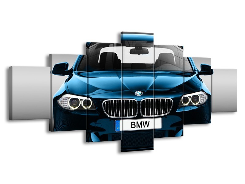 Glasschilderij Auto, BMW | Blauw, Zwart, Grijs | 210x100cm 7Luik
