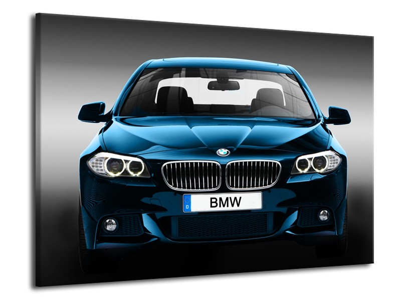 Canvas Schilderij Auto, BMW | Blauw, Zwart, Grijs | 70x50cm 1Luik