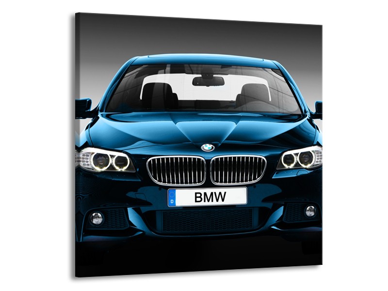 Canvas Schilderij Auto, BMW | Blauw, Zwart, Grijs | 70x70cm 1Luik