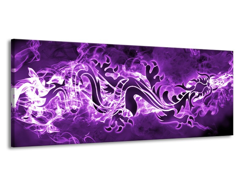 Canvas Schilderij Abstract | Paars, Wit | 145x58cm 1Luik