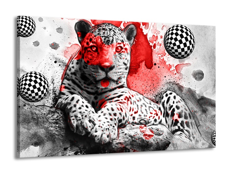 Glasschilderij Wilde Dieren | Rood, Grijs, Wit | 140x90cm 1Luik