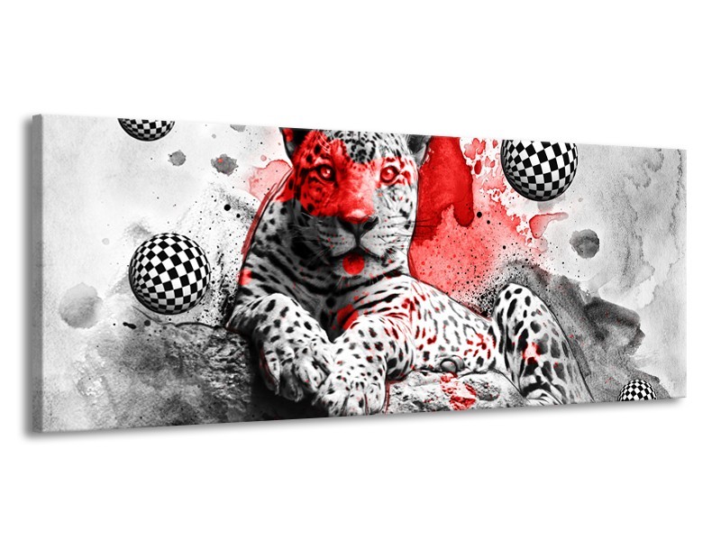 Glasschilderij Wilde Dieren | Rood, Grijs, Wit | 145x58cm 1Luik