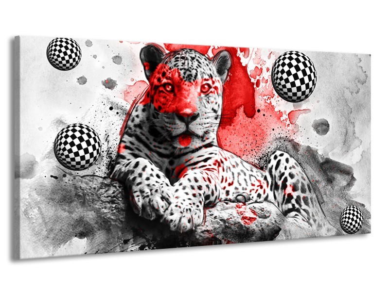 Canvas Schilderij Wilde Dieren | Rood, Grijs, Wit | 170x90cm 1Luik