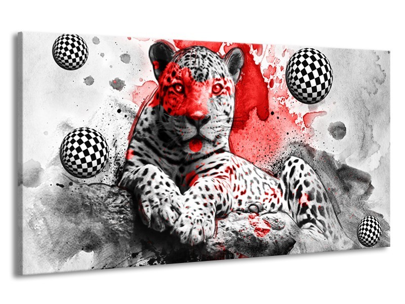 Canvas Schilderij Wilde Dieren | Rood, Grijs, Wit | 190x100cm 1Luik