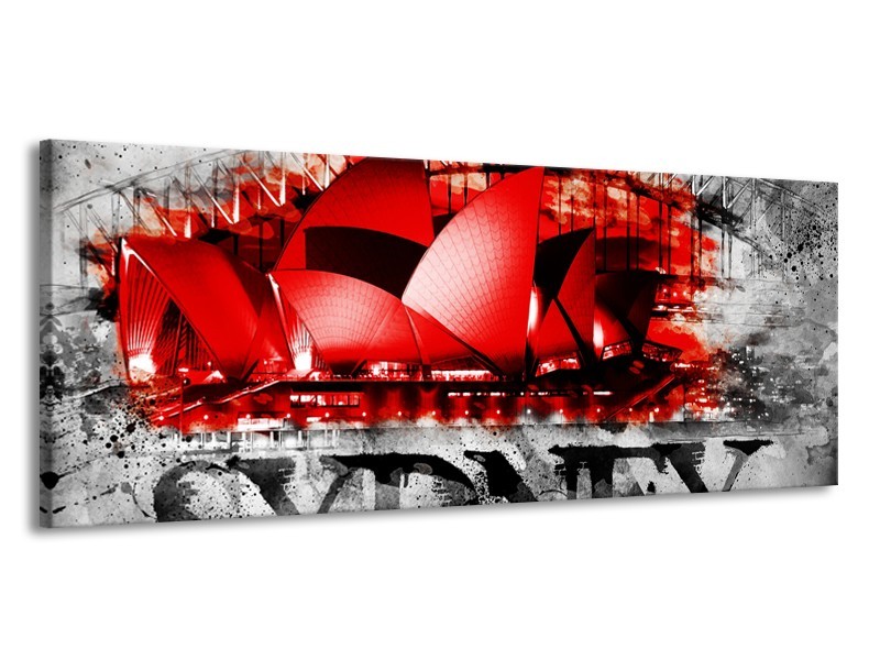 Canvas Schilderij Sydney, Steden | Rood, Zwart, Grijs | 145x58cm 1Luik